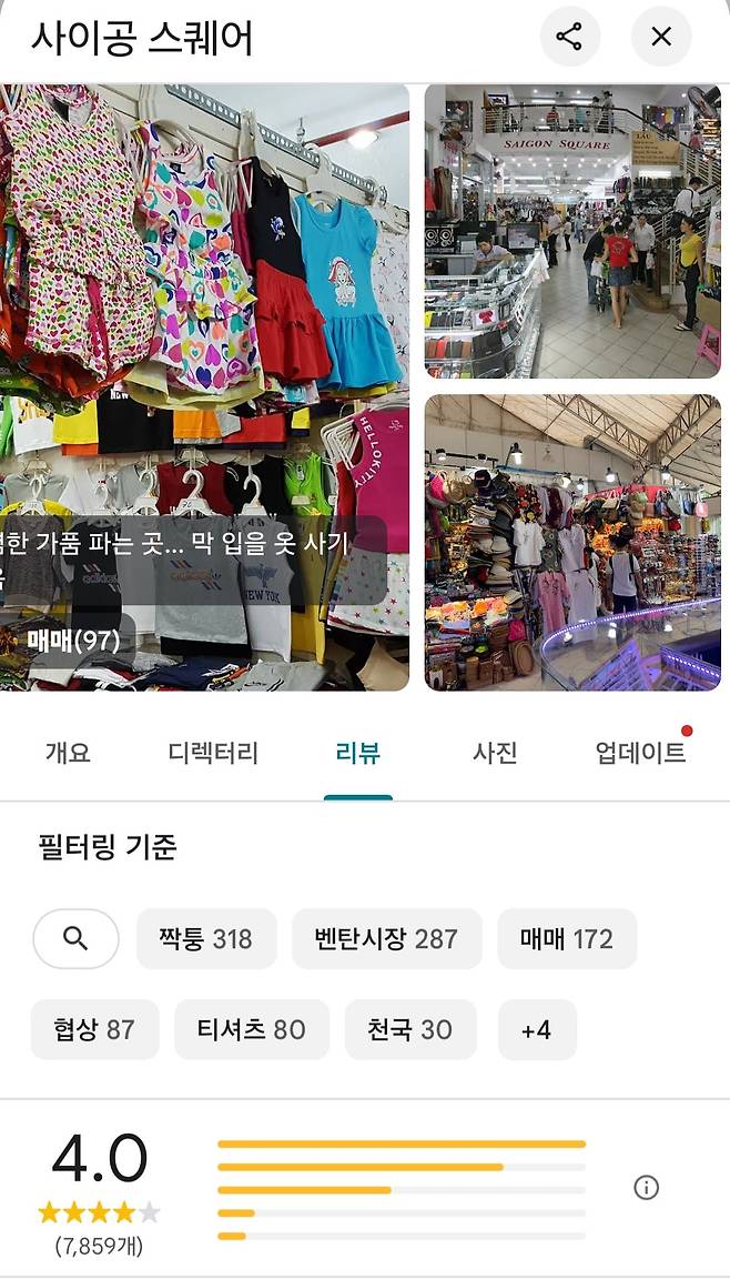 베트남 사이공 스퀘어 후기에 가장 많이 쓰인 단어는 '짝퉁'이었다. 한국인이 쓴 것으로 추정되는 한글로 적힌 후기가 대부분이었다. /온라인 캡처