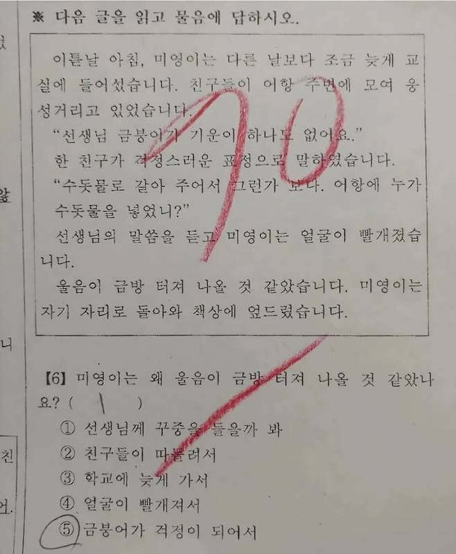 논란 중인 초등학교 국어 문제