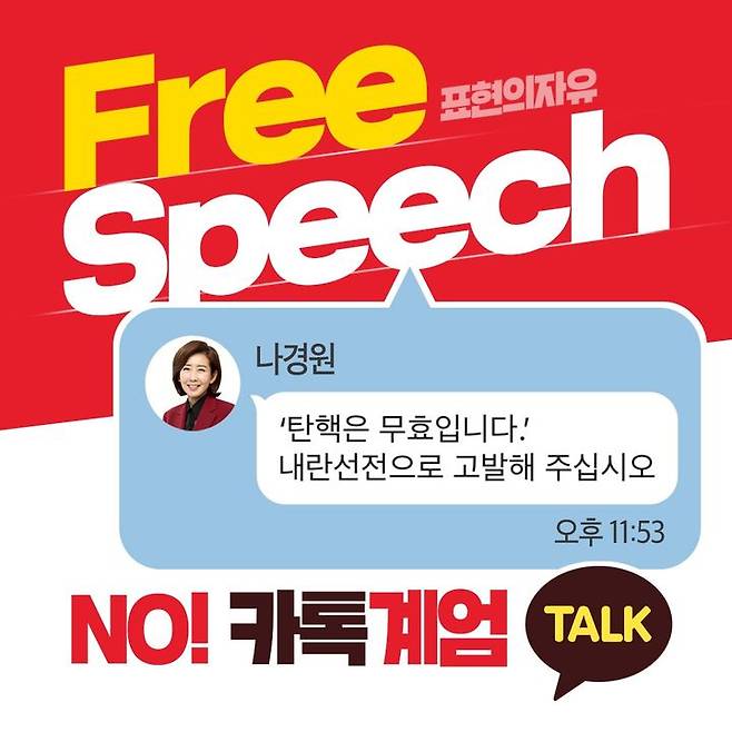 국민의힘 미디어특별위원회는 12일 자료를 내고 나경원 의원이 특위에 인을 내란선전죄 피고발인 1호로 접수해 달라는 뜻을 밝혔다고 공개했다. (사진=국민의힘 제공) *재판매 및 DB 금지