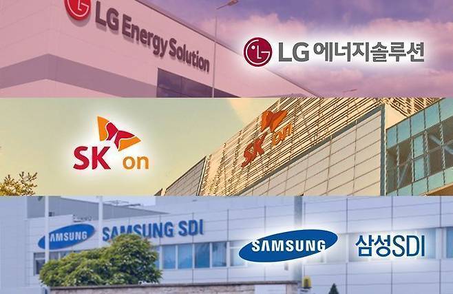 배터리 3사(LG에너지솔루션·SK온·삼성SDI) 각 사 공장 및CI. ⓒ박진희 데일리안 그래픽 디자이너