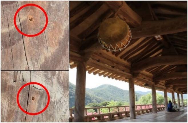세계문화유산 병산서원 만대루 기둥에 남은 못자국과 안동 병산서원 만대루 [경북 안동시·연합]
