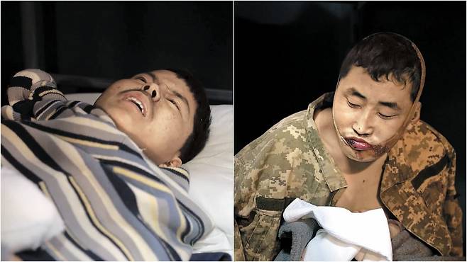 12일 젤렌스키 우크라이나 대통령이 공개한 북한군 병사들의 동영상을 캡처한 사진. 왼쪽은 20세 소총수, 오른쪽은 26세 저격수. /텔레그램
