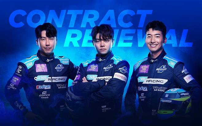 2025 오네 레이싱 드라이버 라인업. 왼쪽부터 오한솔, 김동은, 이정우 선수