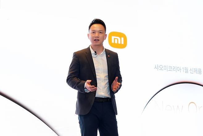 조니 우 샤오미코리아 사장이 15일 서울 종로구 포시즌스 호텔에서 열린 기자간담회에서 한국 진출 계획에 대해 설명하고 있다. [샤오미 제공]
