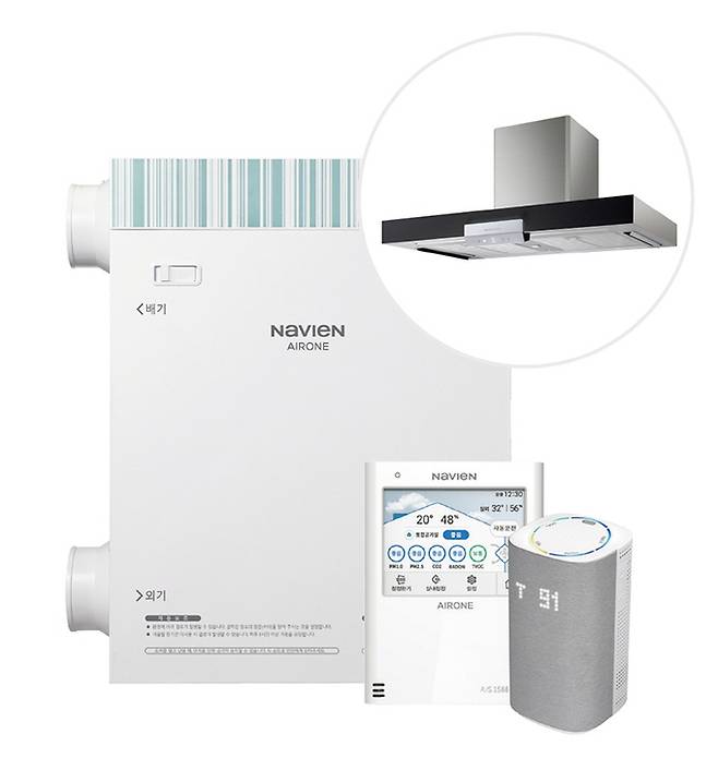 환기청정기 키친플러스 작동. 사진=경동나비엔