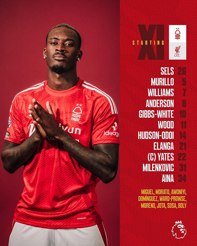 노팅엄 선발 라인업. 노팅엄 SNS