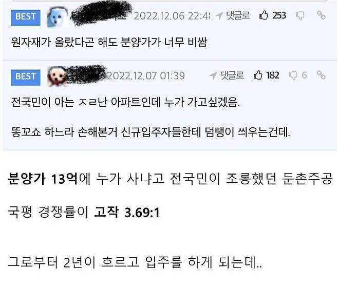 1.jpg 펨코 및 타커뮤에서 비싸다고 조롱받던 둔촌주공 현상황