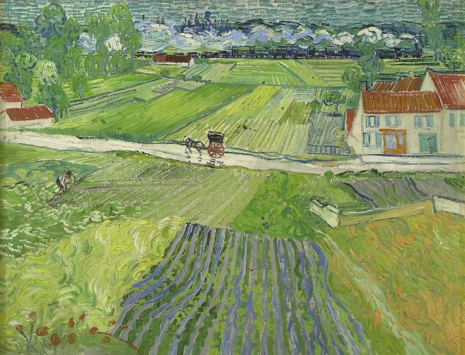 빈센트 반 고흐, 마차와 기차가 있는 풍경, 1890, 캔버스에 유채, 72x90.5cm, 푸시킨 미술관