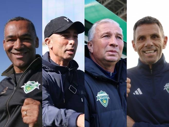 조세 모라이스~로베르토 디마테오~단 페트레스쿠~거스 포옛(왼쪽부터)은 전북과 인연을 맺었거나 현재 동행 중인 첼시 출신 축구인들이다. 이 중 뚜렷하게 성공한 이는 모라이스 감독이 유일해 포옛 신임 감독의 행보에 시선이 쏠린다. 사진제공|전북 현대·한국프로축구연맹