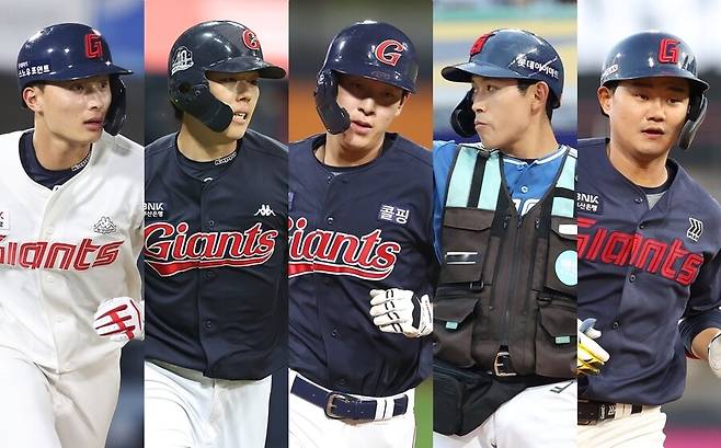 ▲ 롯데의 젊은 피들이 나란히 억대 연봉을 받게 됐다. 롯데 자이언츠는 20일 오후 스프링캠프 출국과 훈련 계획을 발표하면서 "2025시즌 재계약 대상자&nbsp;58명과 연봉 계약을 완료했다"고 알렸다. 주목할 만한 선수는 이 다섯 명. 왼쪽부터 윤동희 고승민 나승엽 황성빈 손호영. ⓒ 곽혜미 기자