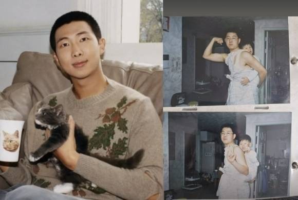 BTS RM. 그가 어린시절 아버지와 찍은 사진(우측).[RM 인스타그램]