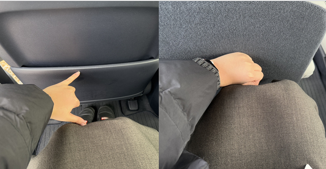 디 올 뉴 팰리세이드 2열(왼쪽)·3열(사진) 레그룸 비교./사진=백유진 기자 byj@