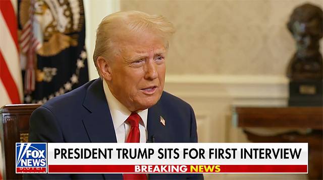 ▲ 22일(현지시간) 도널드 트럼프 미 대통령이 취임 이후 첫 인터뷰를 <폭스뉴스>와 가졌다. ⓒ폭스뉴스 방송 갈무리.