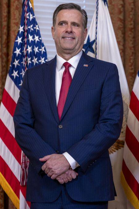 존 랫클리프 미 중앙정보국(CIA) 국장이 23일(현지시간) 미국 워싱턴 내 부통령 의전실에서 열린 CIA 국장 취임식에 참석했다.(EPA·연합뉴스)