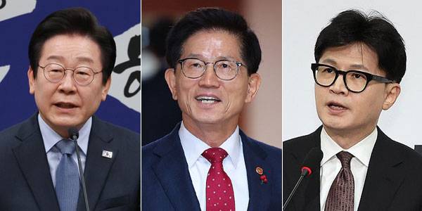 ▲왼쪽부터 이재명, 김문수, 한동훈 (연합뉴스)