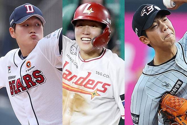 왼쪽부터 두산 김택연, SSG 박지환, 한화 황준서. 연합뉴스