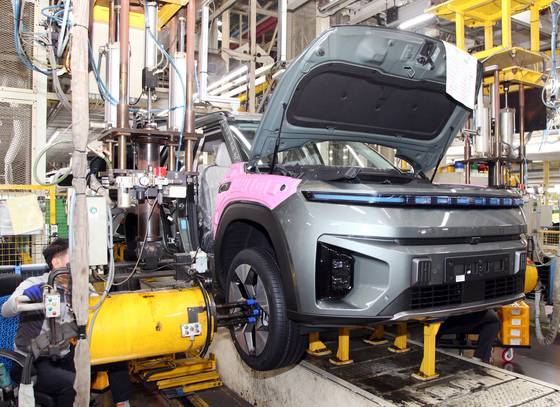 The Torres EVX ibeing manufactured at KG Mobility's plant in Pyeongtaek, Gyeonggi, in April, 2024. [KG MOBILITY]