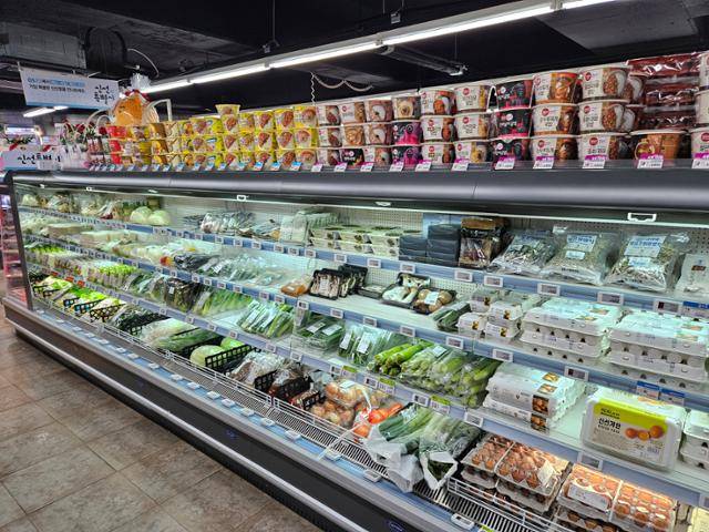 23일 서울 강남구에 있는 한 GS25 편의점의 냉장 진열대에 두부와 콩나물, 채소, 계란 등이 진열돼 있다. 이곳은 신선식품부터 각종 소스류∙조미료∙간편식까지 장보기 관련 상품이 최대 500여 종에 달하는 GS25의 신선강화매장(FCS·Fresh Concept Store)이다. 박준석 기자