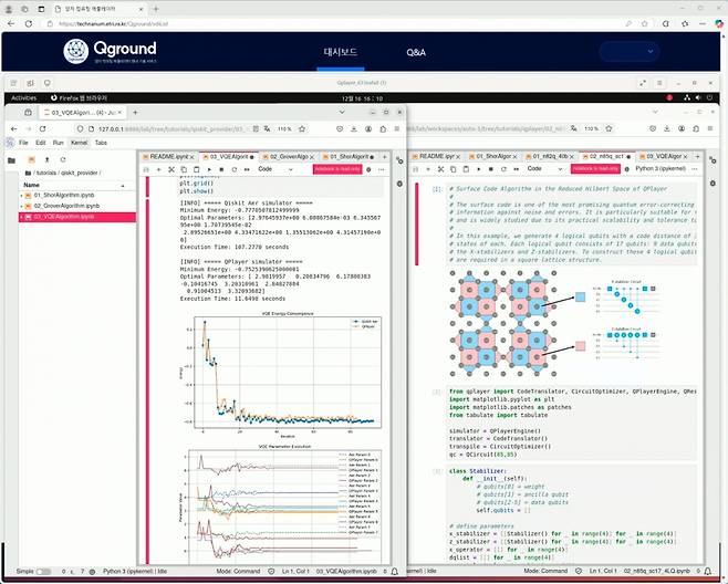 양자컴퓨팅 에뮬레이터 '큐플레이어' 시범 서비스 '큐그라운드' 화면 /사진=ETRI