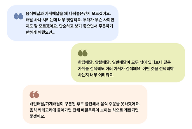 배민 앱 노출 고객 의견. 우아한형제들 제공