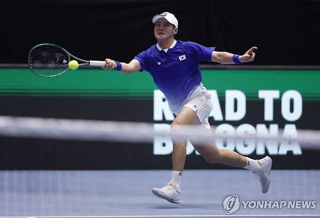 권순우의 체코전 경기 모습 [로이터=연합뉴스]