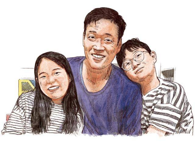 곽한길씨는 늘 다정한 아빠였고 아이들도 다정한 사람으로 살아가길 바랐다. 일러스트=신동준 기자