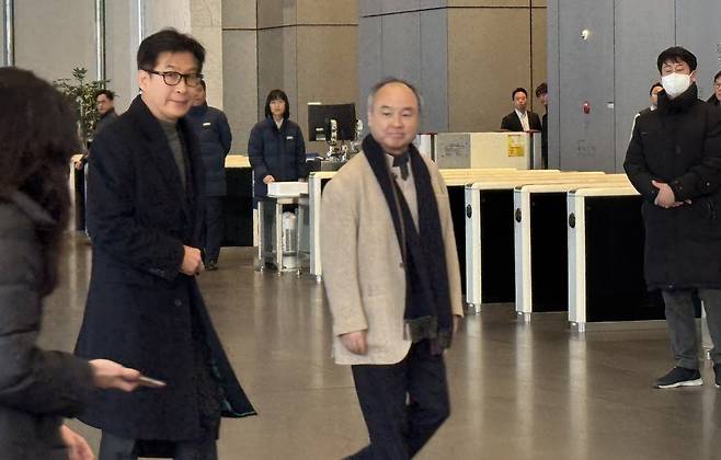 삼성전자 서초사옥을 찾은 손정의 소프트뱅크그룹 회장 [촬영 강태우]