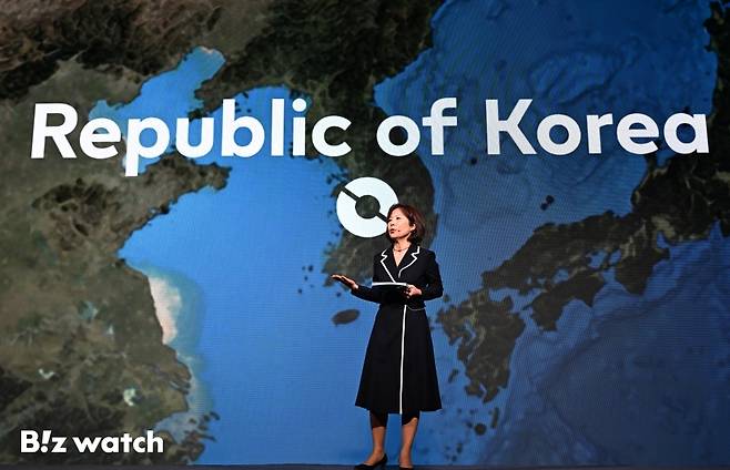 윤희경 한국필립모리스 대표가 5일 서울 소공동 롯데호텔에서 '아이코스 일루마i' 신제품 발표회에 참석해 인사말을 하고 있다./사진=이명근 기자 qwe123@