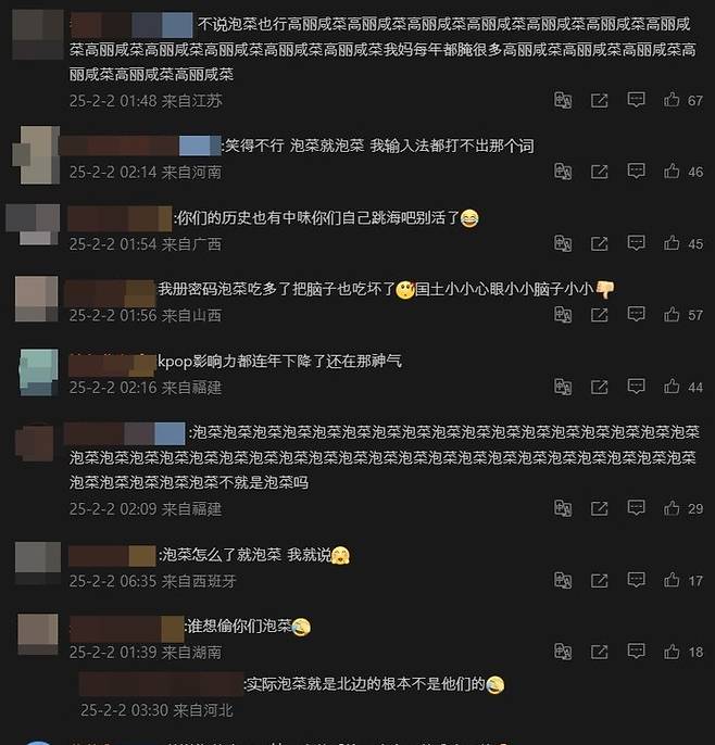 투어스 한진의 '파오차이' 논란에 중국 네티즌들이 한국 네티즌들을 저격했다.