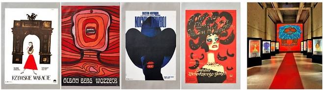 영화 ‘로마의 휴일’ 포스터, 오페라 ‘보체크’ 포스터, 영화 ‘미드나잇 카우보이’ 포스터, 영화 ‘선셋대로’ 포스터, ‘침묵, 그 고요한 외침’ 전시 전경. /이함캠퍼스 제공