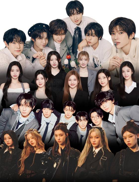 K-pop acts, from top: NCT Wish, BabyMonster, TWS and ILLIT [EACH AGENCY, LEE JEONG-MIN]