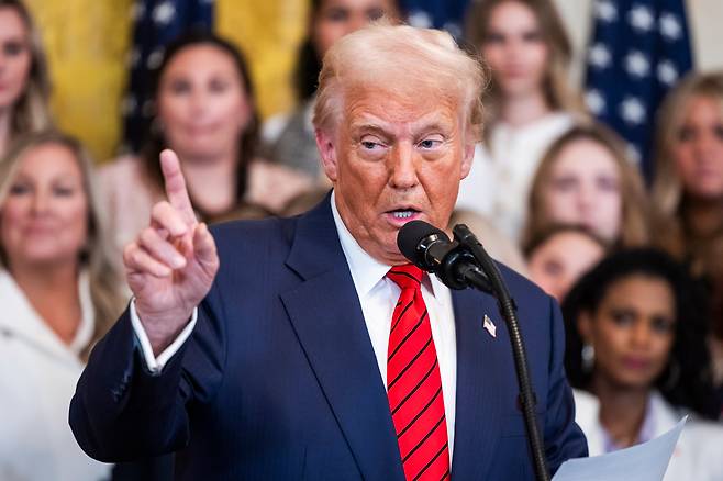 도널드 트럼프 미국 대통령이 5일 백악관에서 발언을 하고 있다. /EPA 연합뉴스