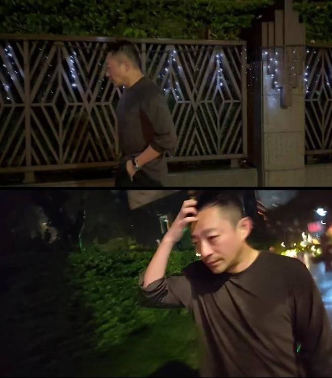 고(故) 서희원의 전 남편 왕소비가 서희원의 사망 소식 이후 비오는 거리에서 30분 동안 걸어다녔다.