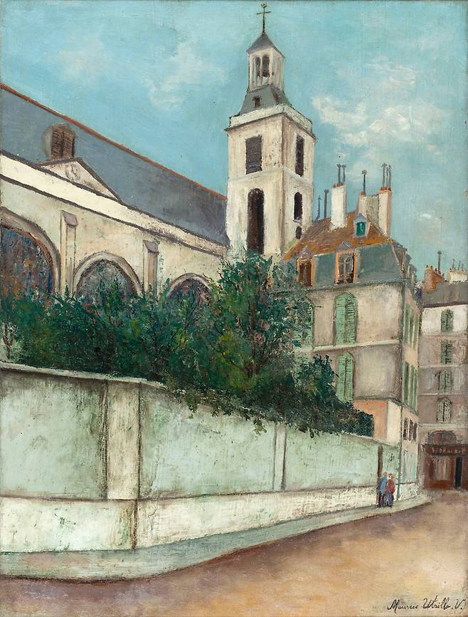 불랑 망토 교회(1911). 1938년 발라동이 세상을 떠난 후 그는 종교에 깊이 빠져드는데, 이런 미래를 예고한 듯한 경건한 분위기가 그림에서 느껴진다. /파리 시립 근대미술관