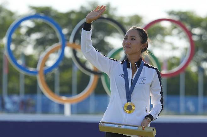 지난해 파리올림픽 금메달을 땄을 때의 리디아 고(사진=AP/뉴시스)