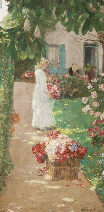 차일드 하삼, <프랑스 정원에서 꽃 따기>, 1888년, 캔버스에 유채, 71.1X55.1cm 우스터미술관