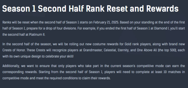 - 마블 라이벌즈 시즌1 랭크 초기화 공지 일부 (출처 : 마블 라이벌즈 공식 홈페이지)&nbsp;