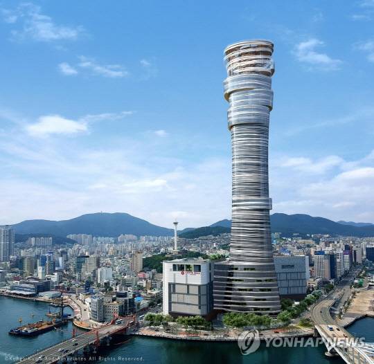 부산 중구에 들어서는 부산롯데타워 조감도 [연합뉴스]