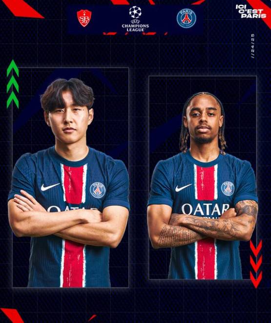 이강인(왼쪽)과 브래들리 바르콜라. /사진=PSG 공식 SNS