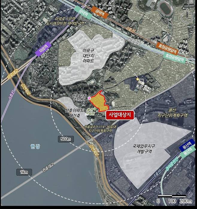 용산구 원효로4가 71 모아타운) 위치도. 서울시