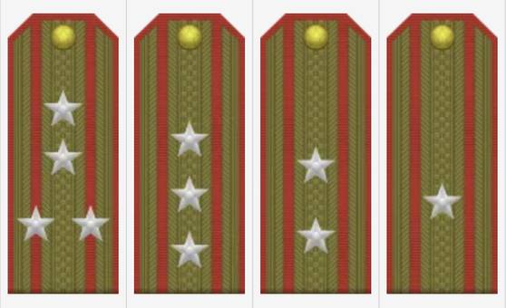 왼쪽부터 대좌, 상좌, 중좌, 소좌.