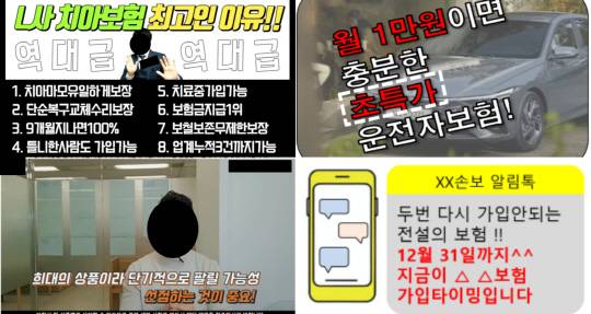 부적절한 보험 상품 광고 사례. [금감원 제공]