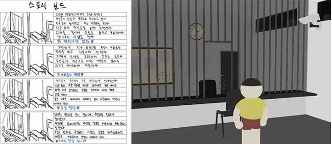 사진=동양미래대학교 AR·VR콘텐츠 디자인과에서 시행된 주문식 교육의 학생 A팀에서 개발한 VR콘텐츠의 면회실 장면