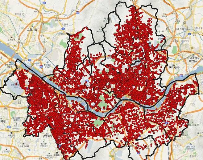 [서울=뉴시스] 서울시내 공공와이파이 설치 현황도. 2025.02.17 (사진 제공=서울시) photo@newsis.com *재판매 및 DB 금지