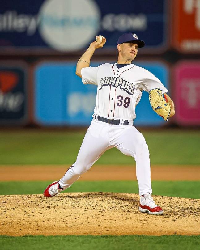 뷰캐넌이 2024시즌 트리플A 리하이 밸리에서 투구하는 장면. /사진=리하이 밸리 공식 SNS 갈무리