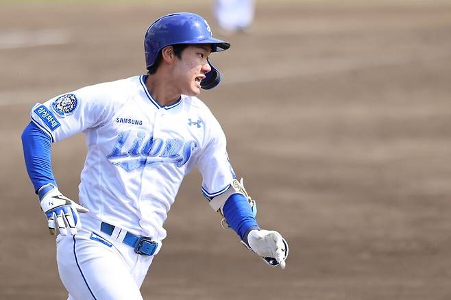 ▲ 2루타 하나를 포함해 2안타를 기록하며 코칭스태프의 눈도장을 받은 심재훈 ⓒ삼성라이온즈