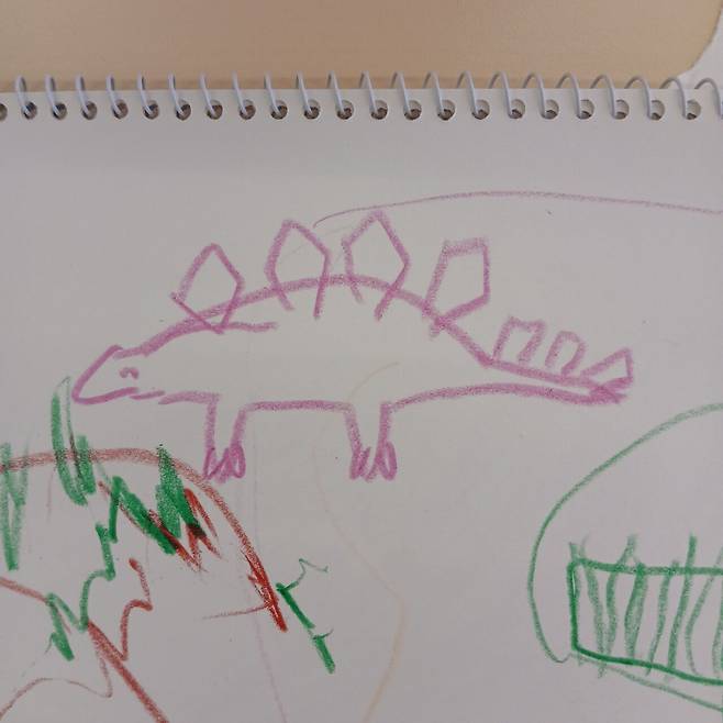 그림) 귀여운 공룡그림(스테고랑 티라노)