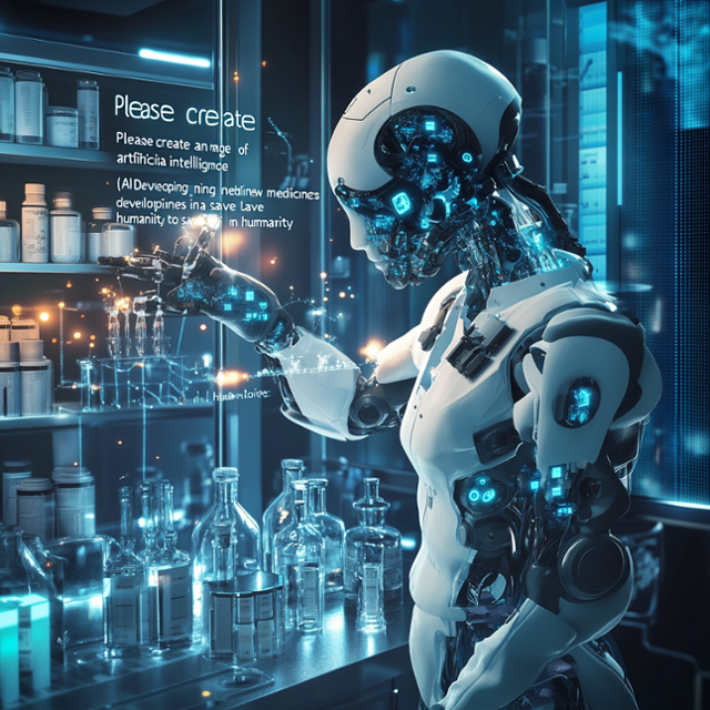 인공지능(AI)이 인류를 위한 신약을 개발하는 모습을 생성형AI가 그린 그림. 미드저니·이재명 기자