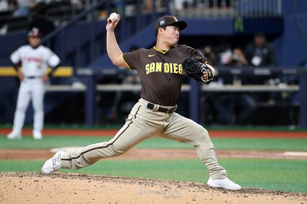 지난해 5월 마이애미로 이적한 고우석의 샌디에이고 시절 피칭 모습. 게티이미지