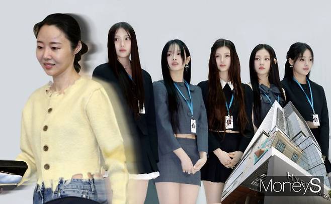 민희진 전 어도어 대표(왼쪽)와 어도어 소속 아티스트 '뉴진스'. /그래픽=김은옥 기자